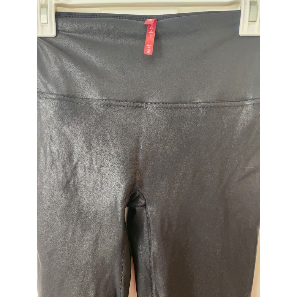 SPANX Faux Leather Leggings Black Size M Medium High Rise Shaping Control - Picture 5 of 8
